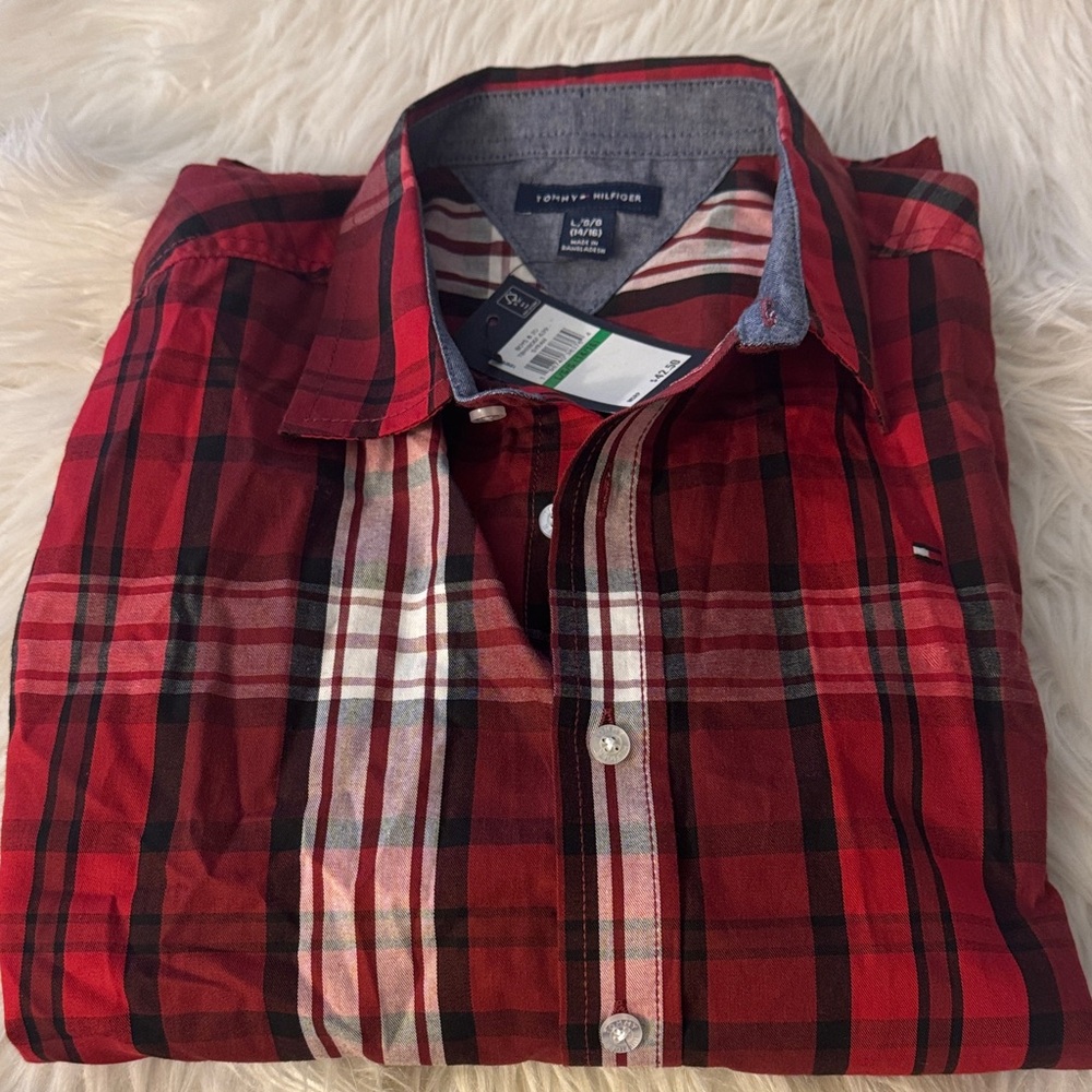 Tommy Hilfiger  Red and Black Plaid Shirt
